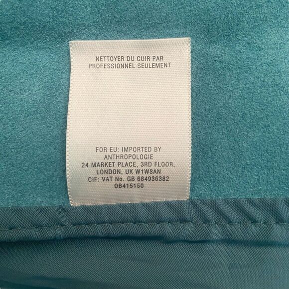 Anthropologie Leifsdottir Women Suede Leather Knee Length Skirt Teal Size 10 - Picture 14 of 14